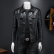 Haining Arena Men's Leather Jacket 2024 Autumn Men's Long Sleeve Lapel Motorcycle Handsome Jacket Slim Fashionable Men Dongguan Black M