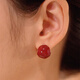 Mansheng red bean earrings for women, retro Hong Kong style red earrings, no piercing, no punching, mosquito coil ear clip, ear buckle birthday gift, a pair of lovesick red bean earrings