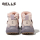 Belle Children's Shoes Children's Snow Boots Plus Velvet Thickened Boys' Short Boots Winter New Girls' Outdoor Large Cotton Boots Taro Purple 32 Foot Length 19.2-19.7cm