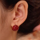 Mansheng red bean earrings for women, retro Hong Kong style red earrings, no piercing, no punching, mosquito coil ear clip, ear buckle birthday gift, a pair of lovesick red bean earrings