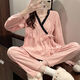 Feifei yinman hong kong léger luxe ffym cardigan pyjamas féminin coton d'automne pure coton insx sex sexy lace à manches longues v couche internet short show 3 3882 # jacquard blue m recommandé 80-105 Jin [Jin est égal à 0,5 kg]