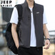 JEEP SPIRIT Jeep Spiritual Vest Summer Men's Thin Stand Collar Vest Vest Zipper Horse Clip Jacket Outer Wear Black Inner Bag Style 857.0 XL 130-145Jin [Jin equals 0.5 kg]