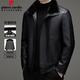 Pierre Cardin down lining leather jacket men's business casual detachable collar stand collar leather jacket middle-aged men's dad jacket