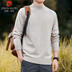 Pierre Cardin half turtleneck sweater for men autumn and winter warm inner sweater men's solid color casual top khaki 2XL