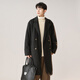 Dingfengbaoluo Korean style woolen coat for men winter mid-length thickened coat high-end double-breasted HK09 matte black L