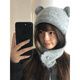 SOMUBAY (SOMUBAY) bear woolen hat for women, cute face-showing small woolen knitted hat, autumn and winter new warm ear protection Lei Feng hat, brown M (56-58cm)
