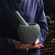 Boguo Xiong handmade retro bluestone mortar garlic press garlic masher pot stone cup mortar garlic mortar stone nest stone mortar retro threaded old stone mortar outer diameter 16CM