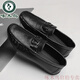 Zapatos de hombres de lujo de Woodpecker Light Luxury, zapatos de frijoles, zapatos de cuero casuales para hombres de verano para hombres, mocasines de negocios de moda y versátiles, HD07 42 negro, pequeño (por favor, tome una talla más grande)