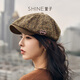 Xuanzi (SHINE) Same style in the mall Heart-beating pink leopard series elegant leopard print newsboy hat fashionable octagonal hat big hat waist small face brown one size