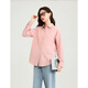 Inman Simple Commuting Casual Spring Women's Loose Classic Retro Long Sleeve White Shirt Top Leather Pink M