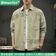 Bmuvlss high-end brand men's American retro long-sleeved shirt men's new autumn style loose youth casual top men's khaki XL weight 140-160Jin Jin equals 0.5 kg
