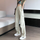 Meiya 2022 Summer Thin High Waist Drape Velcro White Suit Pants Women's Straight Curled Small Foot Nine-Point Pants Women's Black 4XL
