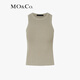 MO / CO. Gilet 5a lavage antibactérien Dirying Dirying Slim ajustement Collier rond de coupe I Top I-Back avec intérieur et extérieur Olive Green S 160