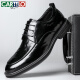 Cartelo British Hand-Hand Head Saper Cow Whide Hombres Menores Empresas zapatos de cuero casual de hombres zapatos de boda 9735 Negro 42