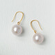 Queen of Pearls 18K gold round freshwater pearl earrings 8.5-9mm pearl ear hooks birthday gift for women