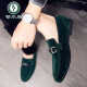 Woodpecker 2025 Nuevo primavera zapatos de frijoles perezosos con una pierna con el dedo del pie puntiagudo zapatos de cuero casual de cuero mate de cuero moderno 866 Negro 38