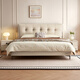 Quanyou Home Cream Style Leather Cloud Bed 1.8x2m Master Bedroom Furniture Upholstered Backrest High Leg Double Bed