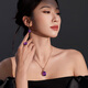 Yicai amethyst necklace, earrings and ring set for women, fashionable and elegant high-end jewelry birthday gift for girlfriend, Ziqidonglai 14.8 carat ring