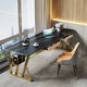 Slate long table against wall partition desk balcony narrow table study room living room large long workbench office computer table Pandora slate golden tripod 100*40*75