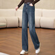 Cypress Velvet Jeans 2025 Winter New Women's High Waist Multi-Pocket Washed Long Wide Leg Pants