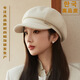 Jimmy Leaf Hat Women's Autumn and Winter New Style Elegant Thickened Woolen Octagonal Hat Korean Style Light Luxury Simple Beret Black