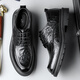 
CARTELO British hand-grabbed leather shoes for men business soft cowhide men's shoes formal shoes men's leather shoes 9758 black 42