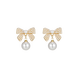 Bai Qixin women's pearl bow earrings without pierced ears niche high-end elegant light luxury earrings new birthday gift bow pearl earrings