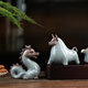 Leipin Ge Kiln tea pet ornaments. Open the piece to raise the twelve zodiac signs. Handmade tea toys. Mini cute tea table creative ornaments. Ge Kiln twelve zodiac tea pets - rat.