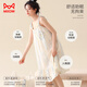 
Cat men women's pajamas nightgown women summer pure cotton French suspenders sweet sexy loose slim home clothes beige L