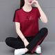 
NY-EMMA sports suit for women short-sleeved summer thin cotton small casual and fashionable square dance running suit two-piece set 698 gray (trouser suit) XL (recommended 110-125 Jin [Jin equals 0.5 kg])