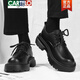 CARTELO crocodile leather shoes men's heightening thick sole black leather derby shoes trendy business formal casual soft sole big head men's shoes BG1901 black 38 standard leather shoe size