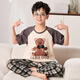 Mannido Pajamas Pajamas Boys Summer Pantalones de manga corta Algodón puro Niños delgados niños de tamaño mediano Set de ropa para el hogar de algodón de algodón F728 [Longitud corta] m Código recomendado 155-160 cm
