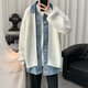 星宿摇（xingsuyao）牛仔拼接假两件开衫毛衣外套男春秋季设计感针织衫休闲宽松毛线衣 黑色 高质量 S