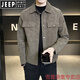 JEEP SPIRIT motorcycle leather jacket men's spring and autumn 2025 new style handsome trendy brand pilot slim men's leather jacket coffee color 3XL