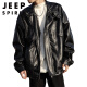 JEEP SPIRIT美式复古机车皮衣外套男春秋季新款街头痞帅ins潮高级感皮夹克 W9227黑色 M
