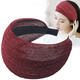 Tongrubi wide-brimmed headband to cover white hair, toothed anti-slip headband, high-end, simple hairpin, face wash, hair tie, burgundy crystal gauze headband