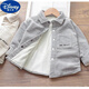 Disney (Disney) boys' shirt thickened corduroy top 2024 new children's clothing children's long-sleeved shirt Korean style trendy boys' jacket plus velvet gray 140 140cm
