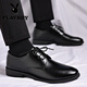Playboy Leather Shoes Men's Autumn Business Formal British Style Soft Sole Casual Sports Waterproof Anti-Slip Groom Wedding Suit Shoes Black 41