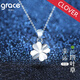 Grace Girl Diamond Platinum Lucky Four Leaf Clover Necklace Women's Fashion Pendant Clavicle Chain Birthday Lover Gift Diamond Platinum Four Leaf Clover Necklace-Local Warehouse