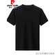 
Pierre cardin high-end summer new short-sleeved T-shirt for men round neck T-shirt thin solid color pure black versatile half-sleeved top 753 black 180/2XL size [156-168Jin [Jin equals 0.5 kg]]