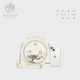 
Guyisi new Chinese women's bag small round bag printed round cake bag cowhide one-shoulder crossbody bag to give girlfriend birthday gifts to lovers Tea moon white + gift bag + writing greeting card