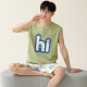 Modal 100% cotton vest pajamas men pure cotton summer sleeveless cool thin home clothes summer can be worn out suit (cotton) AM719 men L