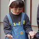 Papa climbing winter children's pants for boys and girls denim overalls cute, fashionable and versatile blue 90 cm
