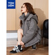Tonlion 2024 Frauen mit Kapuze Liebe Down Jacke Charcoal Grey M.