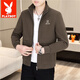Playboy (PLAYBOY) men's new stand-up collar jacket zipper shirt top spring and autumn casual fashion Korean style youth handsome handsome boy jacket 2687 black L