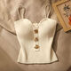 2023 Knitted Tube Top Camisole for Women Sleeveless Back Short Top White One Size (-0Jin Jin is equal to 0.5kg)