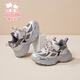 Fuluo Mi Girls' Sports Shoes Spring and Autumn Versatile Breathable Dad Shoes Little Girls Soft Sole Lightweight Running Shoes Silver Gray 34