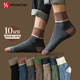 FitonTon10双袜子男秋冬季袜子防臭袜厚袜子篮球袜复古吸汗耐磨中筒袜