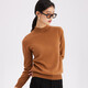 PALUOPO casual and versatile 100% cashmere sweater for women autumn and winter basic multi-color half turtleneck knitted warm sweater New Caramel half turtleneck L 165/105