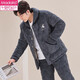 Velvet de algodón de algodón de tres capas en espesada modal en grano de pijamas para hombres, se puede usar el traje de ropa para el hogar M6626 Gat.